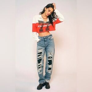 NWT Free People We The Free McCoy Destroyed Straight Leg Jeans